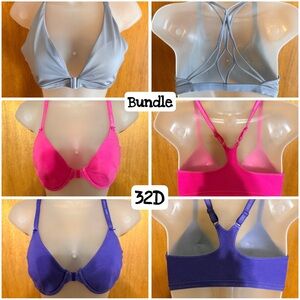 Victoria's Secret 3 Bra Bundle - Gray, Pink, and Purple Racerback 32D